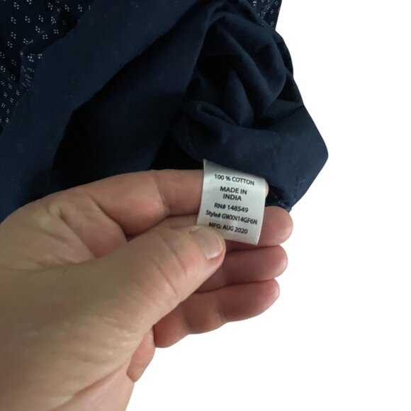 Six Lincoln Mens Navy Button-Up Shirt With White Micro Dot Print Size 4X Casual - Picture 6 of 9